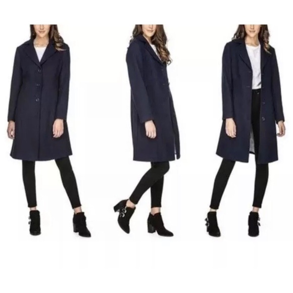 black wool blend coat womens